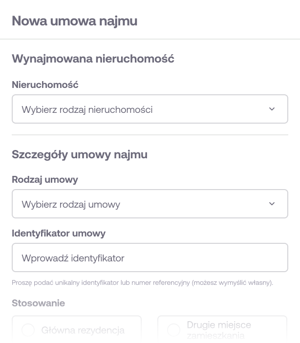 Utwórz najem